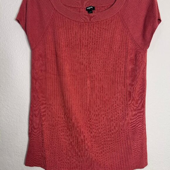 Express Scoop Neck Short Sleeve Sweater in Coral Orange Size XL - Picture 6 of 7